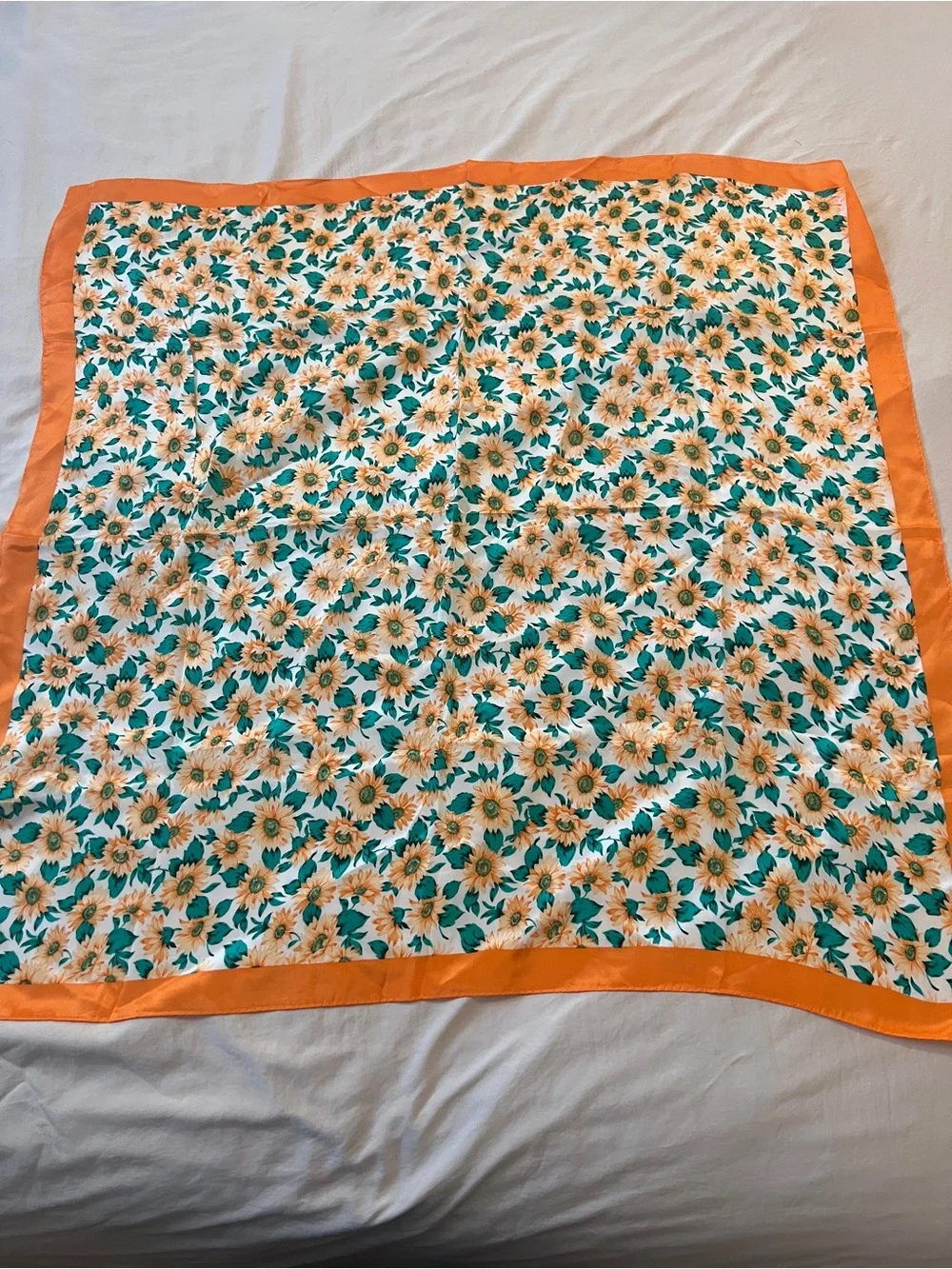 Vintage Axiom Sunflower Print Silk Scarf made in Japan
